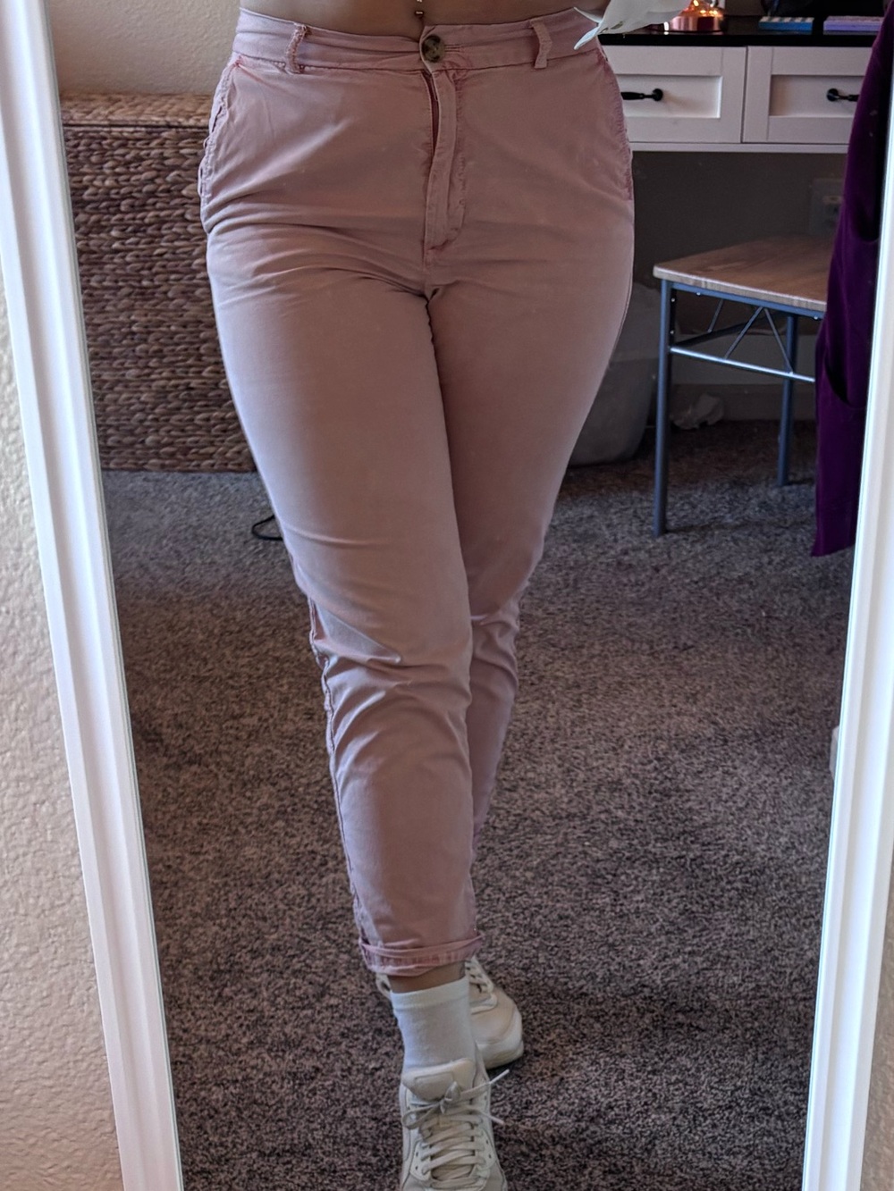 Mid-Rise Blush Pink straight trouser